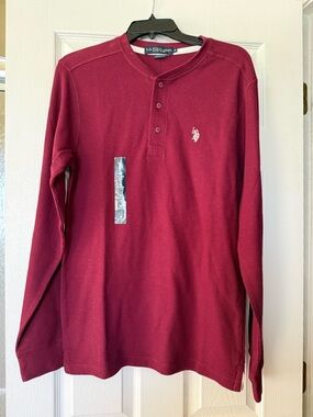 U.S. Polo Assn. Long-Sleeve Henley Shirt - Burgundy